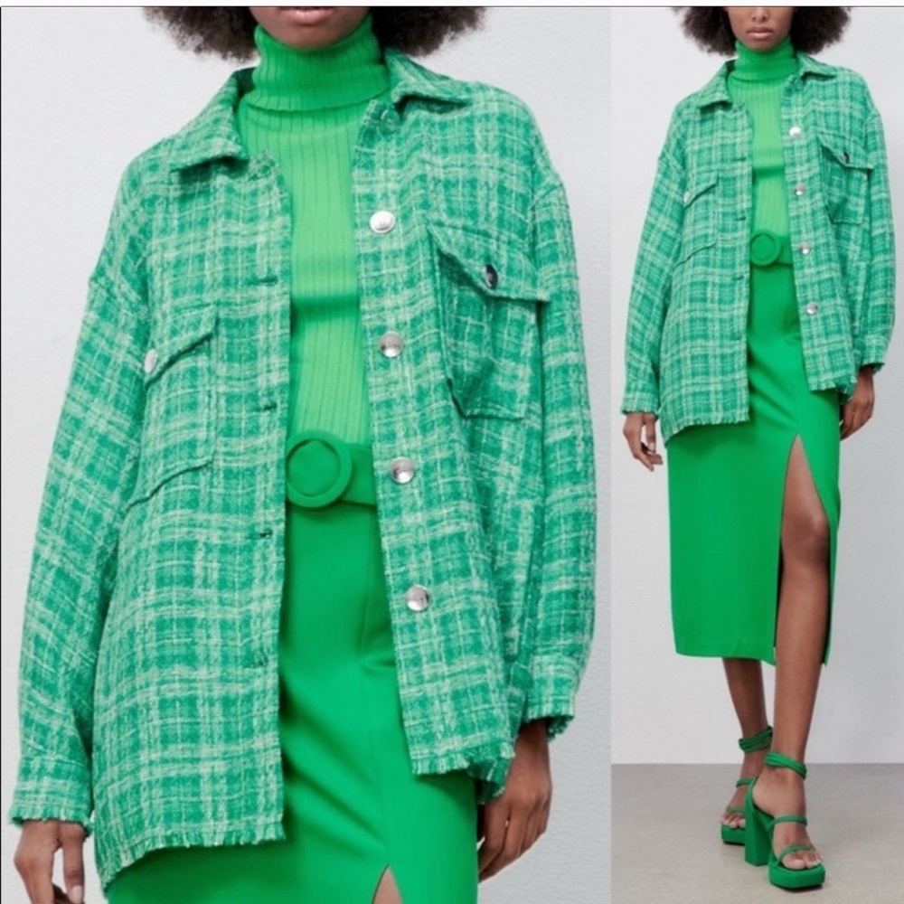 ZARA | NWT GREEN BELTED PENCIL SKIRT M